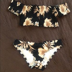 VS Pink Smocked Off the shoulder bikini set